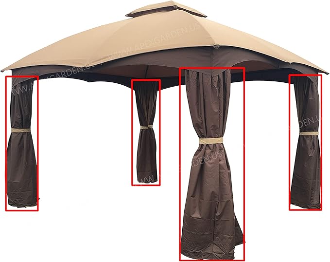 APEX GARDEN 4 Poles Brown Corner Curtain Set by APEXGARDEN