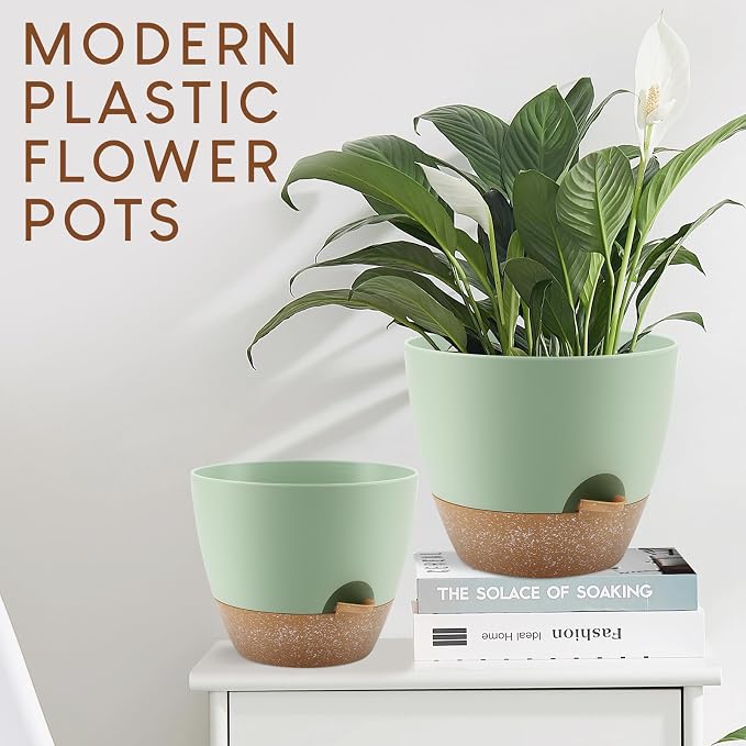 Plant Pots 10/9/8/7.5/7 inch, Self Watering Planters - Image 6