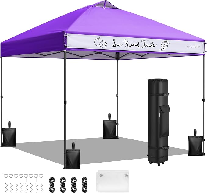 VIVOHOME 8x8ft Pop Up Canopy Tent One Push Setup Outdoor Portable Shelter Tent by VIVOHOME
