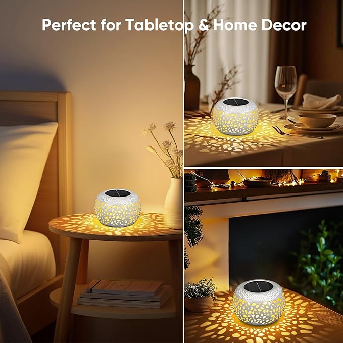 Solar Lanterns Outdoor Waterproof: 4 Pack White Hollow Out Metal Solar Lights - Image 6