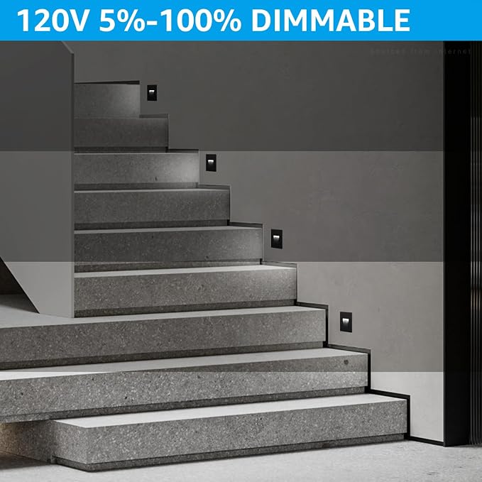 LEONLITE Black 5CCT 120V LED Step Lights, 3.5W 150LM 5%-100% Dimmable - Image 3