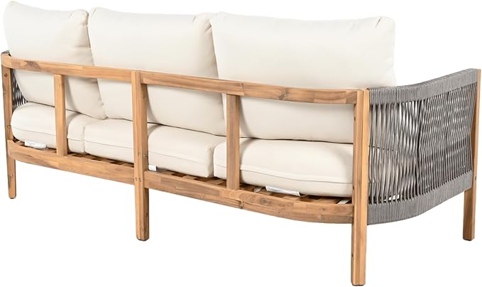 Christopher Knight Home Havets 77"W Outdoor 3 Seater Sofa, Acacia Wood Bench - Image 8