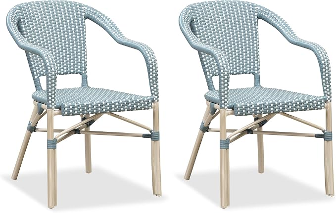 PURPLE LEAF Dining Chair Set of 2 Outdoor French Bistro Chairs Hand-Woven by PURPLELEAF