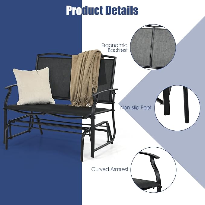 Giantex Patio Glider Benches for Outside, Swing Glider Chair - Image 8