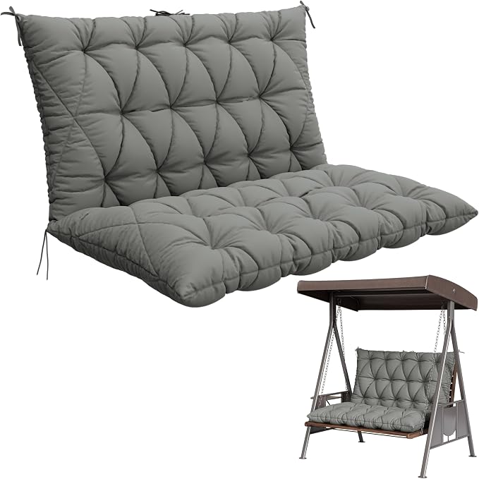 Porch Swing Cushion with Backrest, Waterproof Bench Cushion by Pakunoda
