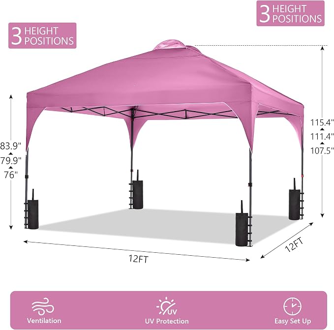 GDY 12X12 Pop Up Canopy Tent, Outdoor Canopy Tent, Commercial Instant Gazebos - Image 9