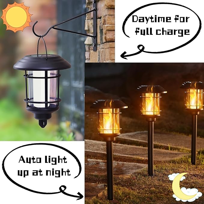 Dynaming 6 Pack Solar Flame Torch Lights Outdoor, Halloween Dual Use Flickering - Image 3