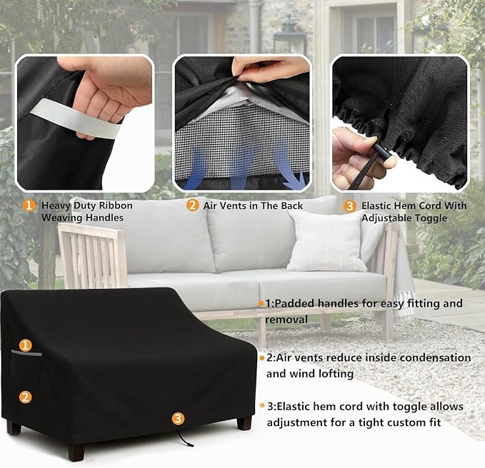 Outdoor Sofa Cover, Waterproof Patio Furniture Cover 76W x 32.7D x 33H inches - Image 5