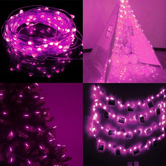66Ft 200LED Pink Fairy Lights Plug in, Waterproof String Lights Outdoor & - Image 6
