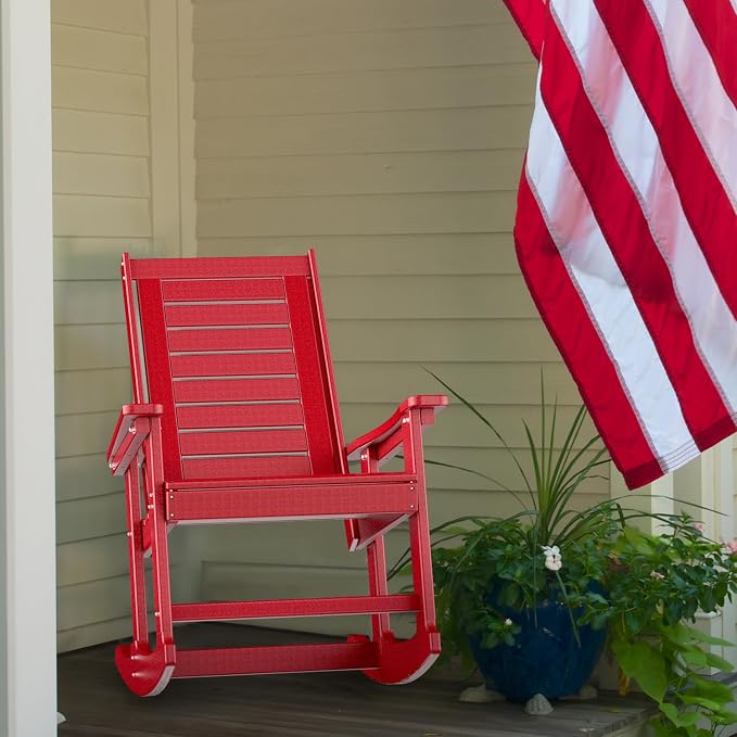 GREENVINES Outdoor Rocking Chairs | Set of 4 | Porch Rocker | HDPE Plastic | - Image 6