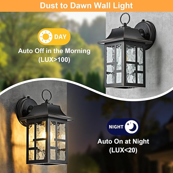 OKELI 2-Pack Dusk to Dawn Exterior Lighting Fixture, Farmhouse Outdoor Wall - Image 5