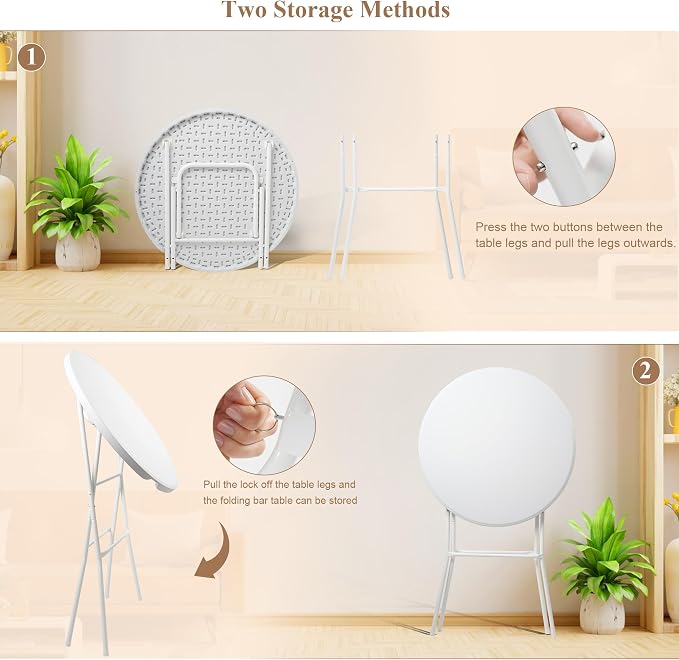 Folding Round Table, 32in Cocktail Table, High Top Table - Image 7