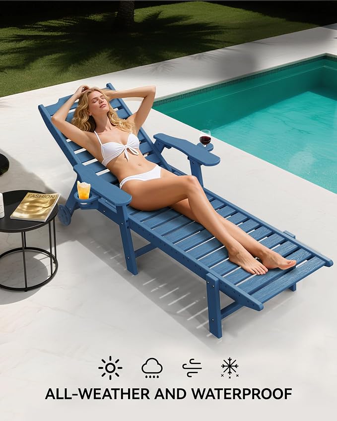 Carauci Lounge Chair Outdoor, HDPE Chaise Lounge - Image 6