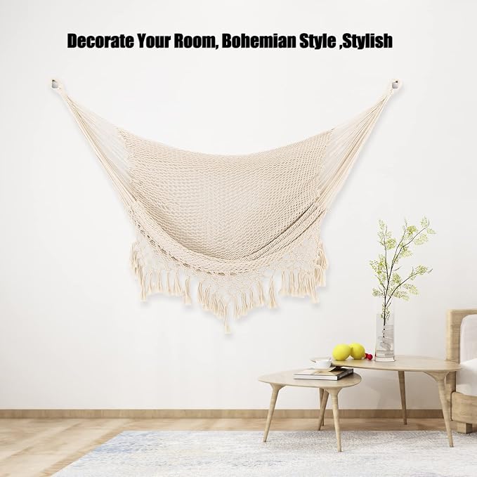 Hammock Chair，Max 330lbs, Large Hanging Chair, Soft Cotton Rope Swing Chair - Image 7