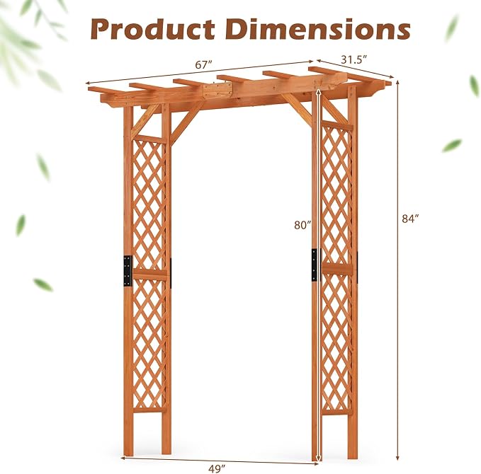 Tangkula 88-Inch Wooden Garden Arbor - Image 3