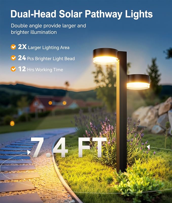 Solar Pathway Lights Outdoor Waterproof, 6 Pack - Image 2