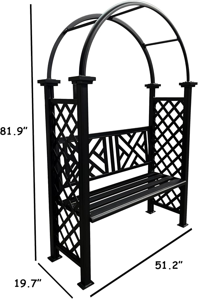 Oakland Living Black Aluminum Garden Arbor Arch - Image 3