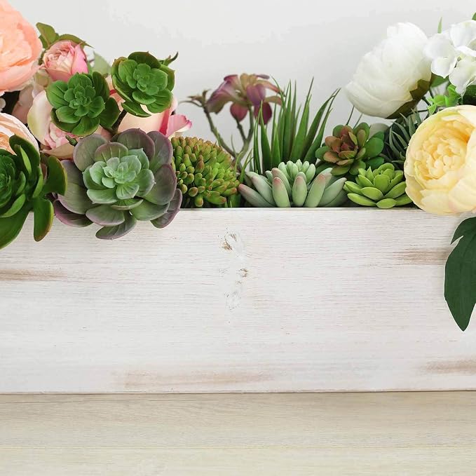 Efavormart 24"x6" Whitewash Rectangular Wood Planter Box Set - Image 7