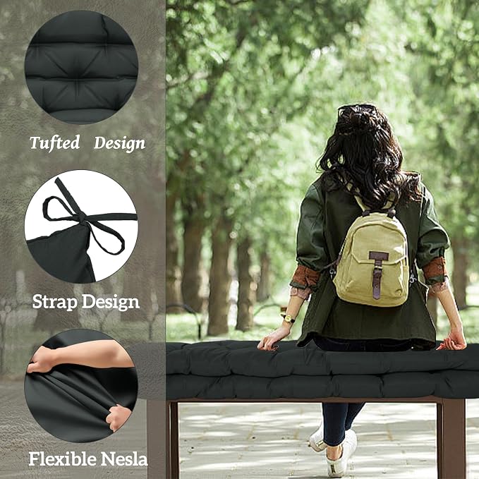 Outside Benches Cushion with Backrest, Thicken Waterproof Swing Cushions 2/3 - Image 3