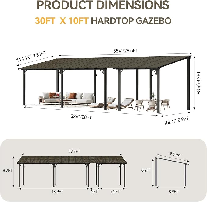 Aoxun 30' x 10' Pergola for Patio, Gazebo - Image 2