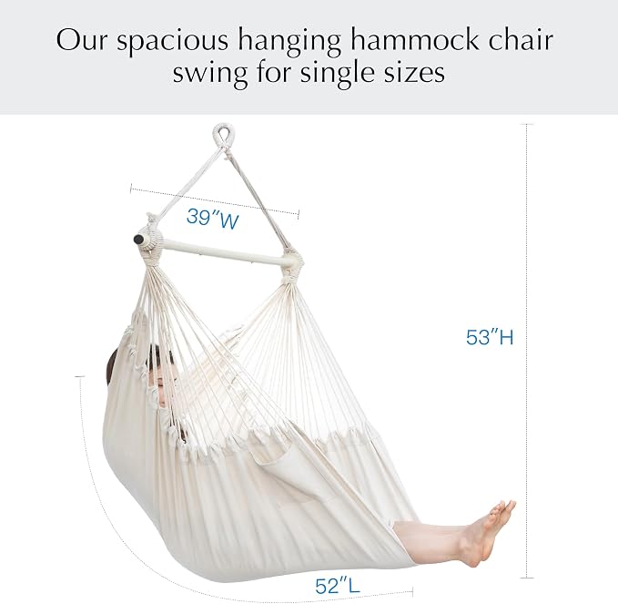 PNAEUT Hammock Chair Hanging Rope Swing - Image 6