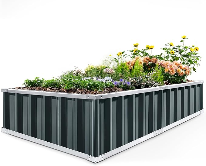 KING BIRD Raised Garden Bed 68"x 36"x 12" Galvanized Steel Metal Outdoor Garden by KINGBIRD