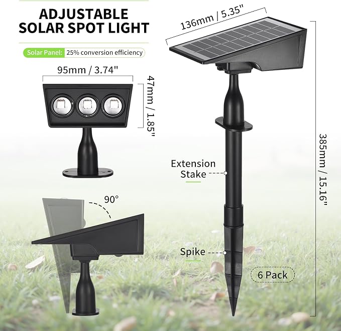 Solar Spot Lights Outdoor, RGB Solar Landscape Spotlights IP65 Waterproof - Image 2