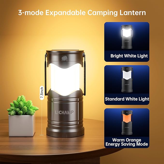 Lichamp 2-Pack Solar Camping Lantern, USB Rechargeable LED Lanterns Battery - Image 3