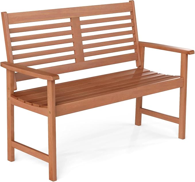Tangkula Wood Outdoor Bench, 2-Person Patio Bench by TANGKULA