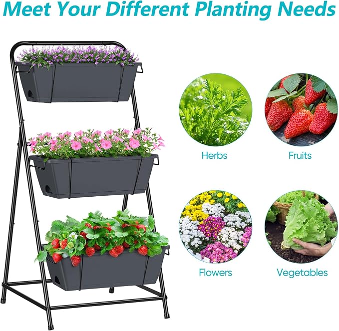 Vertical Garden Planter 3 Tier Raised Garden Bed Herb Planter Outdoor Standing - Image 4