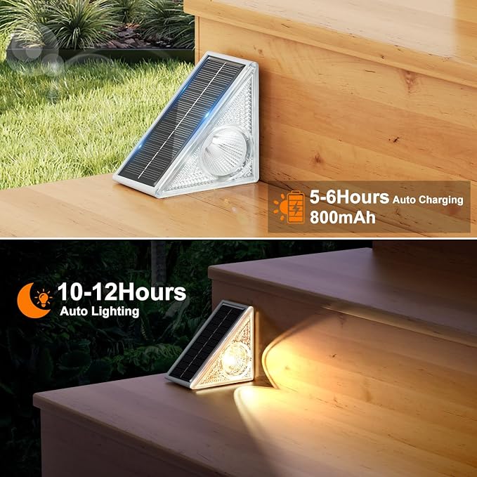 Ellasay Stair Lights Outdoor 12 Pack, 10 Color Modes Solar Step Lights - Image 5