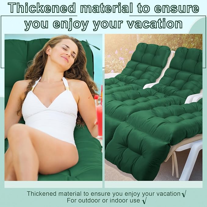 Outdoor Chaise Lounge Chair Cushion 72 x 22 x 4.21 Inches Thick Tufted Patio - Image 5
