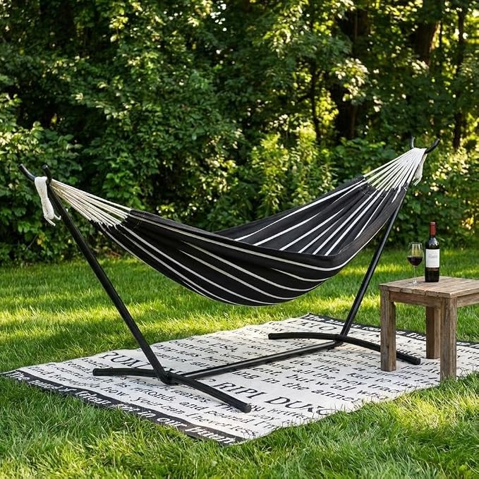 GAOMON Double Hammock with Stand, 450 lb Capacity, Adjustable Portable Hammock by GAOMON
