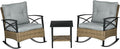 Outsunny 3 Piece Patio Rocking Chair Set, Outdoor Wicker Bistro Set by Outsunny