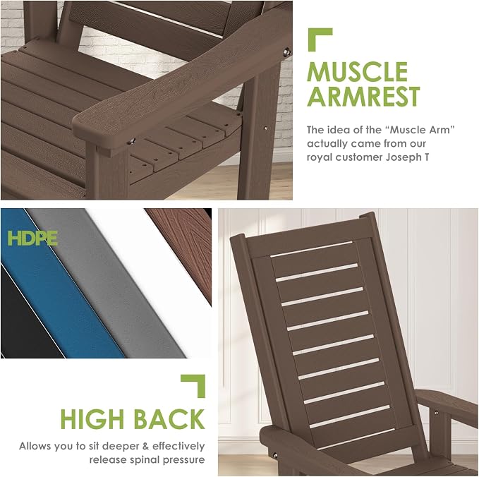 GREENVINES Outdoor Rocking Chairs | Porch Rocker | HDPE Plastic | Wood Grain | - Image 7