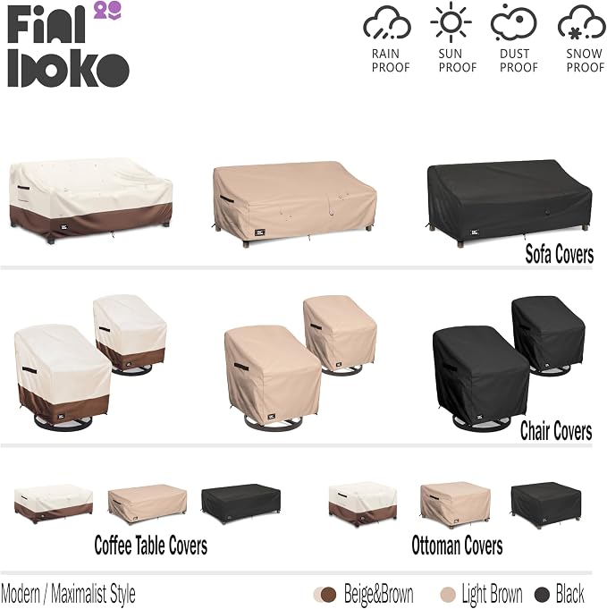 2-Seater Outdoor Couch Cover, 100% Waterproof Heavy Duty Patio Sofa Covers - Image 5
