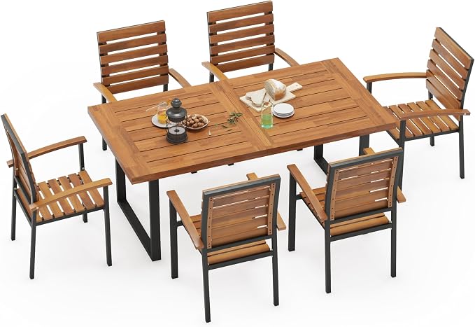 WiberWi 7 Piece Outdoor Dining Set - Image 8