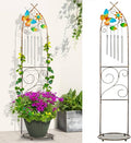 Plant Stands with Garden Trellis, 48” Metal Standing Wind Chimes Plant Pot by LEWIS%26WAYNE