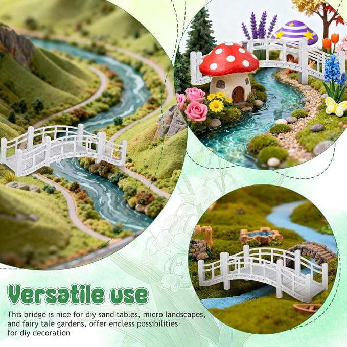 Garneck Miniature Arch Bridge for Fairy Garden Accessories: 5.9" Vintage Tiny - Image 2