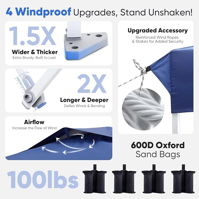 Sekey 10x10 Pop Up Canopy with 4 Sidewalls, One Push Setup Instant Outdoor - Image 3