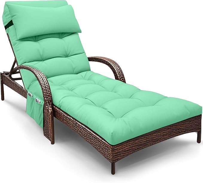 Outdoor Chaise Lounge Cushion, Waterproof Lounge Chair Cushion by Moutosne