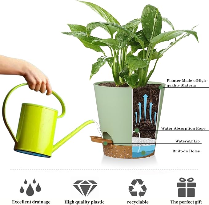 5 Pack 5 inch Self-Watering Pots, African Violets Planter - Image 5
