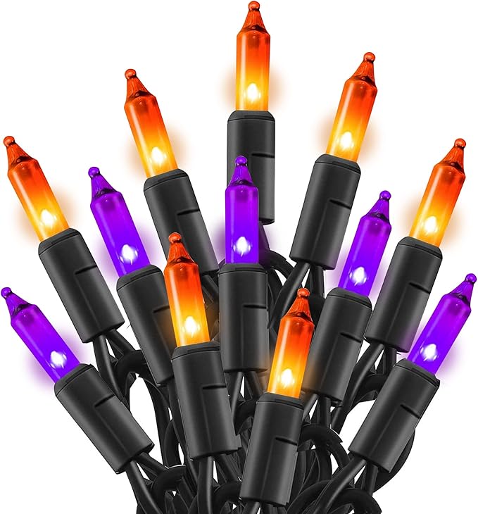TW SHINE Purple and Orange Halloween Lights, 20FT 100 Count Incandescent Mini by TWSHINE