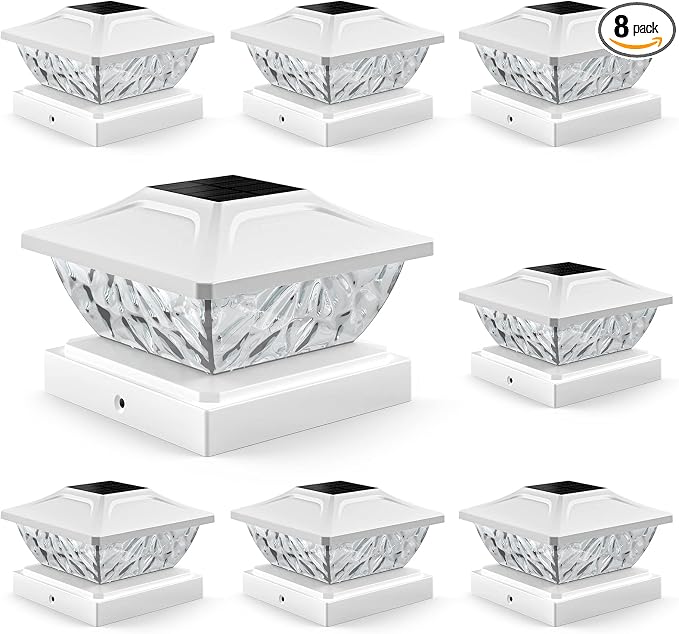 8 Pack Solar Post Cap Lights, 2 Mode Bright Solar Post Lights Outdoor by ENSLI