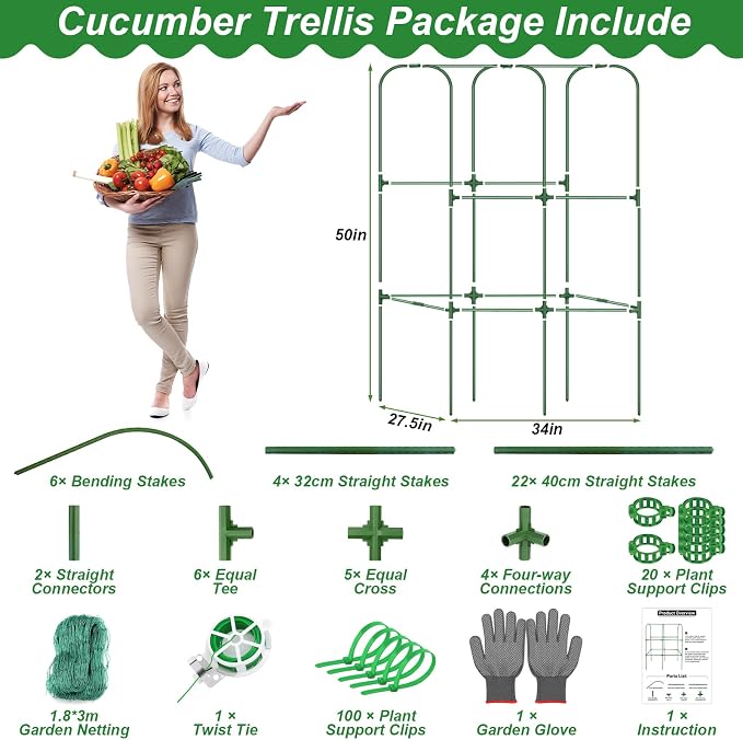Cucumber Trellis for Raised Bed 50 x 34 Inch U-Shape Garden Trellis for - Image 4