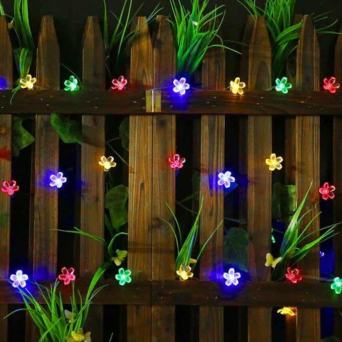 ITICdecor Solar Flower String Lights Outdoor Waterproof 50 LED Solar Powered - Image 7