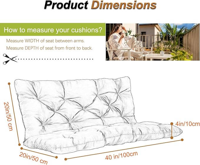 2-3 Seat Swing Replacement Cushion, Outdoor Bench Cushions - Image 6