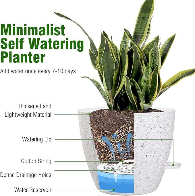 12/10/9 inch Large Self Watering Pots, Plant Pots - Image 5