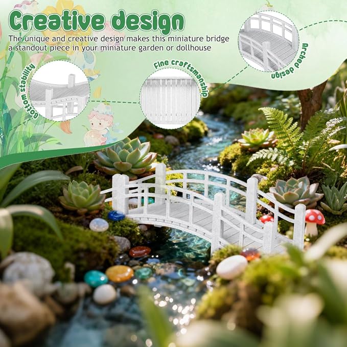 Garneck Miniature Arch Bridge for Fairy Garden Accessories: 5.9" Vintage Tiny - Image 6
