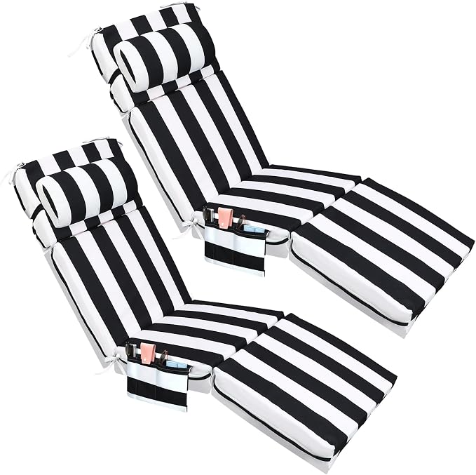 Wenqik 2 Pcs Outdoor Chaise Lounge Cushion by Wenqik